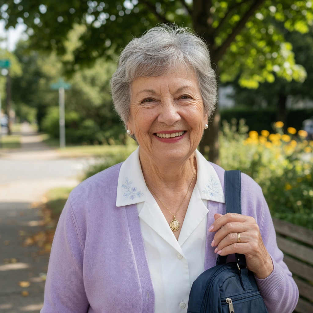 Smiling independent senior ready for her appointment